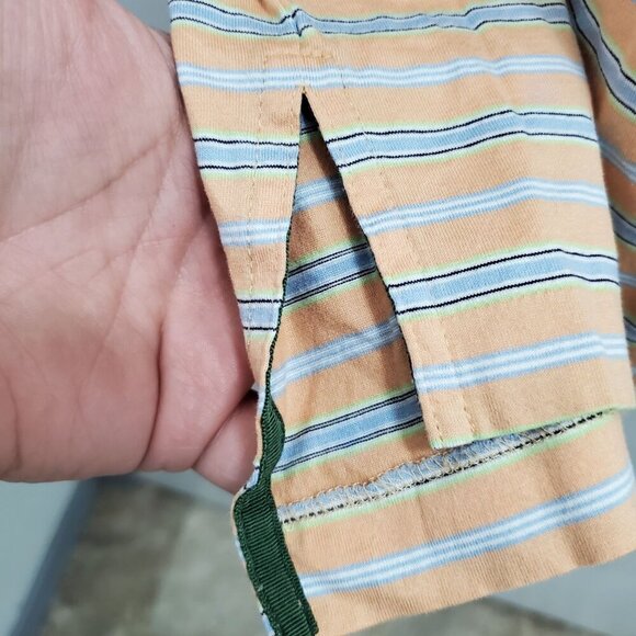 House of Carrington Legend Men's Orange Blue Stripe Mercerized Cotton Polo Sz‎ L - Picture 7 of 8